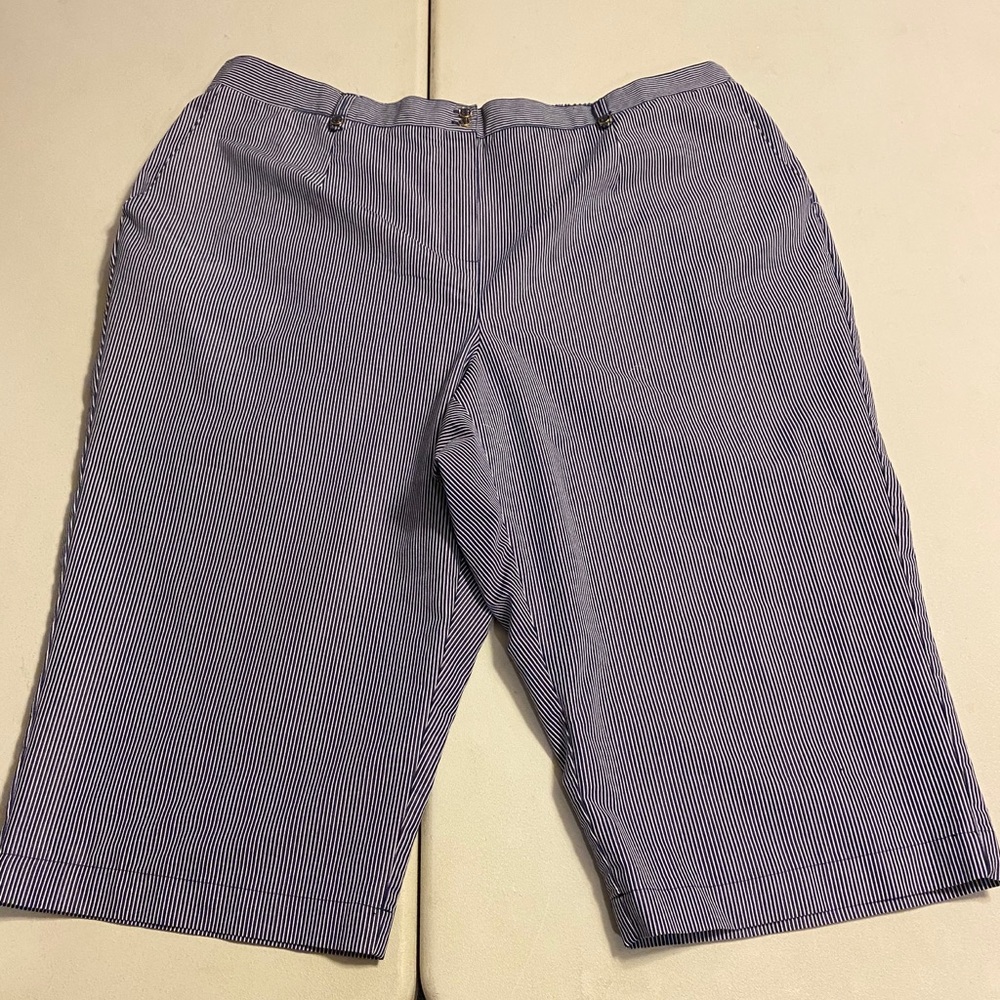 Alfred Dunner Blue and White Stripe Short Capri - Size 24W